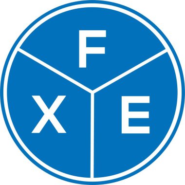 Beyaz arkaplanda FXE harf logosu tasarımı. FXE yaratıcı harflerin baş harfleri logo kavramı. FXE harf tasarımı.