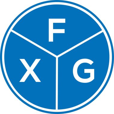 Beyaz arkaplanda FXG harf logosu tasarımı. FXG yaratıcı harflerin baş harfleri logo kavramı. FXG harf tasarımı.