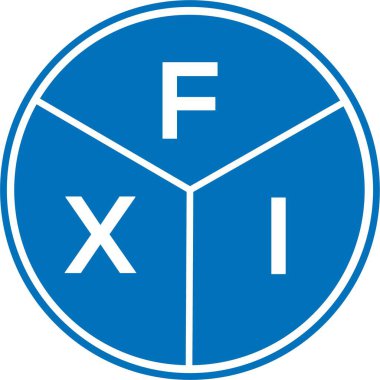 Beyaz arka planda FXI harf logosu tasarımı. FXI yaratıcı harflerin baş harfleri logo kavramı. FXI harf tasarımı.