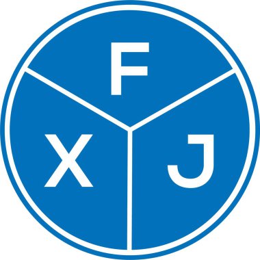Beyaz arka planda FXJ harf logosu tasarımı. FXJ yaratıcı harflerin baş harfleri logo kavramı. FXJ harf tasarımı.