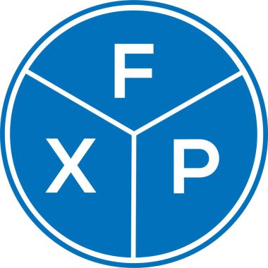 Beyaz arkaplanda FXP harf logosu tasarımı. FXP yaratıcı harflerin baş harfleri logo kavramı. FXP harf tasarımı.
