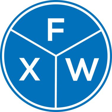 Beyaz arkaplanda FXW harf logosu tasarımı. FXW yaratıcı harflerin baş harfleri logo kavramı. FXW harf tasarımı.