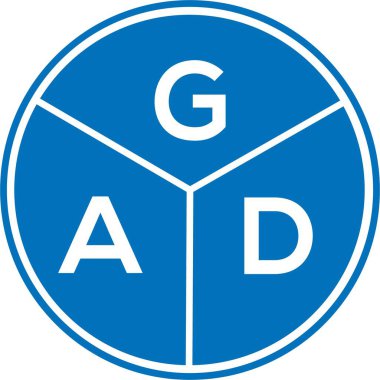 Beyaz arkaplanda GAD harfi logo tasarımı. GAD yaratıcı harfler logosu konsepti. GAD harf tasarımı.