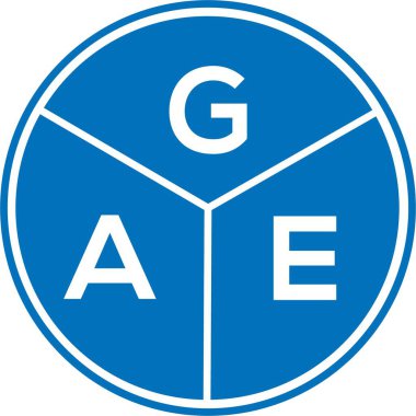 Beyaz arka planda GAE harf logosu tasarımı. GAE yaratıcı harf logosu konsepti. GAE harf tasarımı.