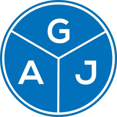 Beyaz arka planda GAJ harf logosu tasarımı. GAJ yaratıcı harflerin baş harfleri logo kavramı. GAJ harf tasarımı.