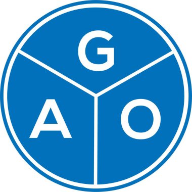 Beyaz arka planda GAO harf logosu tasarımı. GAO yaratıcı harfler logosu konsepti. GAO harf tasarımı.