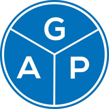 Beyaz arkaplanda GAP harf logosu tasarımı. GAP yaratıcı harflerin baş harfleri logo kavramı. GAP harf tasarımı.