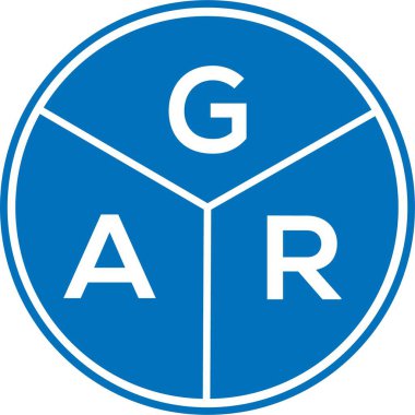 Beyaz arka planda GAR harf logosu tasarımı. GAR yaratıcı harfler logosu konsepti. GAR harf tasarımı.