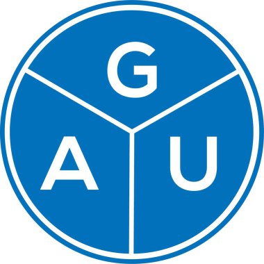 Beyaz arka planda GAU harf logosu tasarımı. GAU yaratıcı harf logosu konsepti. GAU harf tasarımı.
