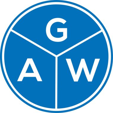 Beyaz arka planda GAW harf logosu tasarımı. GAW yaratıcı harfler logosu konsepti. GAW harf tasarımı.