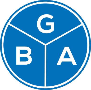 Beyaz arka planda GBA harf logosu tasarımı. GBA yaratıcı harfler logosu konsepti. GBA harf tasarımı.