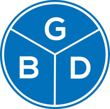 Beyaz arka planda GBD harf logosu tasarımı. GBD yaratıcı harflerin baş harfleri logo kavramı. GBD harf tasarımı.