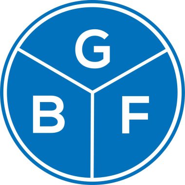 Beyaz arka planda GBF harf logosu tasarımı. GBF yaratıcı harflerin baş harfleri logo kavramı. GBF harf tasarımı.