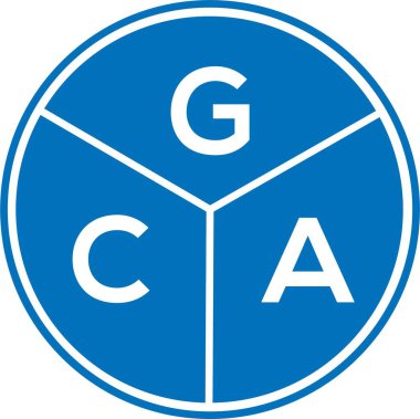 Beyaz arka planda GCA harf logosu tasarımı. GCA yaratıcı harflerin baş harfleri logo kavramı. GCA harf tasarımı.