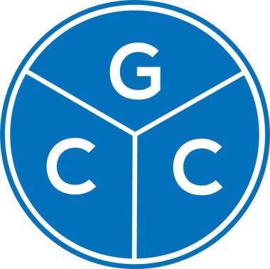 Beyaz arka planda GCC harf logosu tasarımı. GCC yaratıcı harflerin baş harfleri logo kavramı. GCC harf tasarımı.
