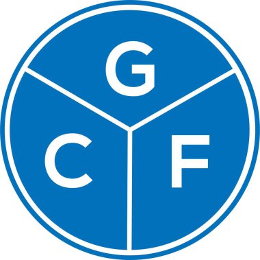 Beyaz arka planda GCF harf logosu tasarımı. GCF yaratıcı harflerin baş harfleri logo kavramı. GCF harf tasarımı.