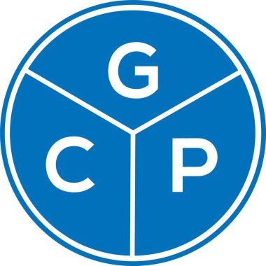 Beyaz arka planda GCP harf logosu tasarımı. GCP yaratıcı harflerin baş harfleri logo kavramı. GCP harf tasarımı.