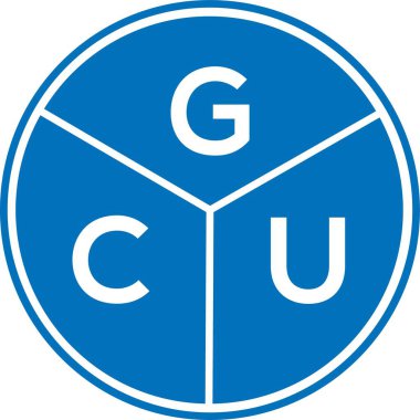 Beyaz arka planda GCU harf logosu tasarımı. GCU yaratıcı harflerin baş harfleri logo kavramı. GCU harf tasarımı.