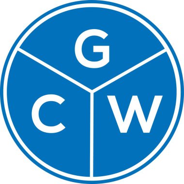 Beyaz arka planda GCW harf logosu tasarımı. GCW yaratıcı harflerin baş harfleri logo kavramı. GCW harf tasarımı.