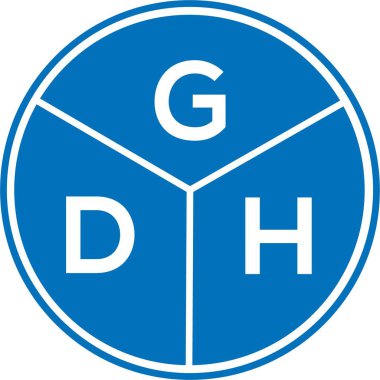 Beyaz arka planda GDH harf logosu tasarımı. GDH yaratıcı harflerin baş harfleri logo kavramı. GDH harf tasarımı.