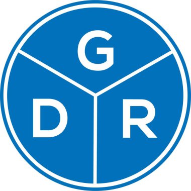 Beyaz arka planda GDR harf logosu tasarımı. GDR yaratıcı harflerin baş harfleri logo konsepti. GDR harf tasarımı.
