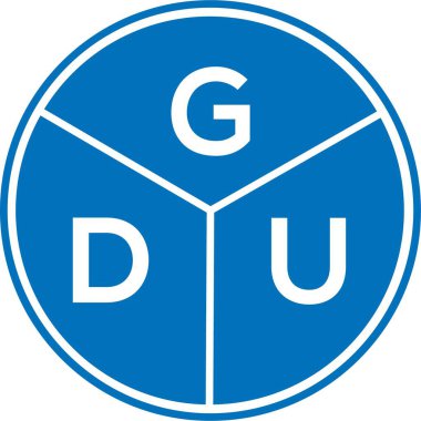 Beyaz arka planda GDU harf logosu tasarımı. GDU yaratıcı harflerin baş harfleri logo kavramı. GDU harf tasarımı.