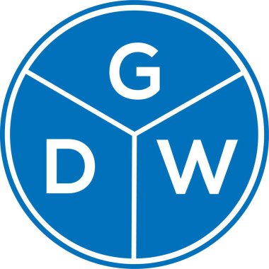 Beyaz arka planda GDW harf logosu tasarımı. GDW yaratıcı harflerin baş harfleri logo kavramı. GDW harf tasarımı.