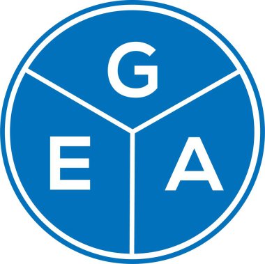 Beyaz arka planda GEA harf logosu tasarımı. GEA yaratıcı harfler logosu konsepti. GEA harf tasarımı.