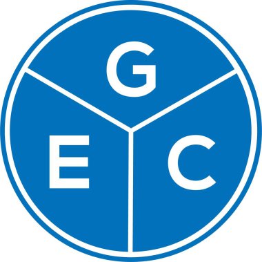 Beyaz arka planda GEC harf logosu tasarımı. GEC yaratıcı harflerin baş harfleri logo kavramı. GEC harf tasarımı.