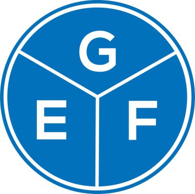 Beyaz arka planda GEF harf logosu tasarımı. GEF yaratıcı harflerin baş harfleri logo kavramı. GEF harf tasarımı.