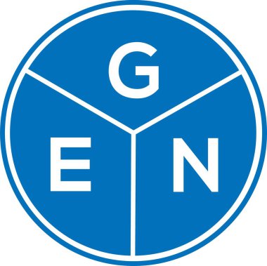 Beyaz arka planda GEN harf logosu tasarımı. Yaratıcı harflerin baş harfleri logo konsepti. GEN harf tasarımı.
