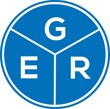 Beyaz arka planda GER harfi logo tasarımı. GER yaratıcı harfler logosu konsepti. GER harf tasarımı.