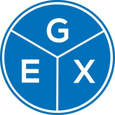 Beyaz arka planda GEX harfli logo tasarımı. GEX yaratıcı harflerin baş harfleri logo kavramı. GEX harf tasarımı.