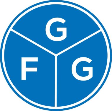 Beyaz arka planda GFG harf logosu tasarımı. GFG yaratıcı harflerin baş harfleri logo kavramı. GFG harf tasarımı.