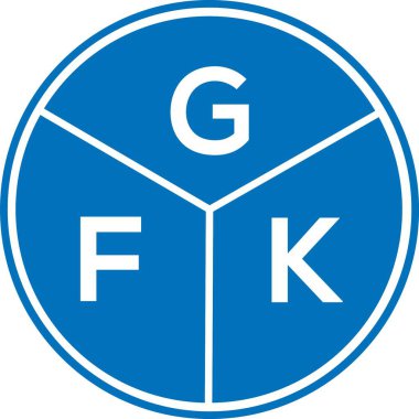 Beyaz arka planda GFK harf logosu tasarımı. GFK yaratıcı harflerin baş harfleri logo kavramı. GFK harf tasarımı.