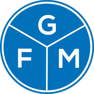 Beyaz arka planda GFM harf logosu tasarımı. GFM yaratıcı harflerin baş harfleri logo kavramı. GFM harf tasarımı.