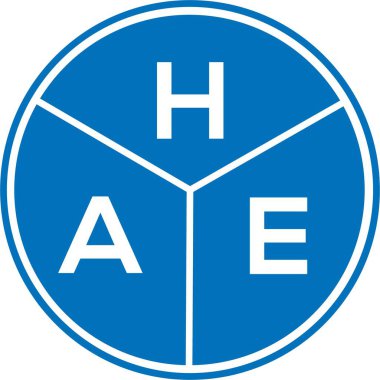 Beyaz arka planda HAE harfi logo tasarımı. Yaratıcı harflerin baş harfleri logo konsepti. HAE harf tasarımı.