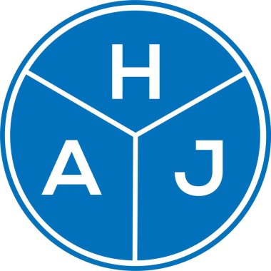Beyaz arka planda HAJ harf logosu tasarımı. HAJ yaratıcı harf logosu konsepti. HAJ harf tasarımı.