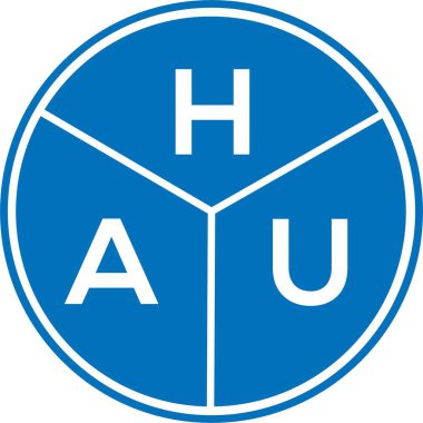 Beyaz arka planda HAU harf logosu tasarımı. HAU yaratıcı harf logosu konsepti. HAU harf tasarımı.