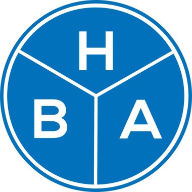 Beyaz arka planda HBA harf logosu tasarımı. HBA yaratıcı harfler logosu konsepti. HBA harf tasarımı.