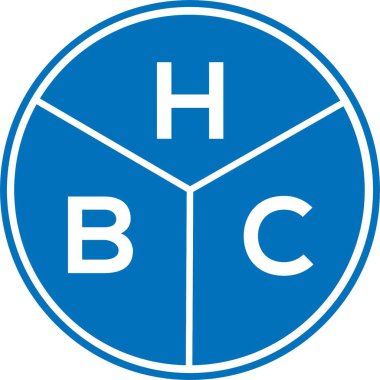 Beyaz arka planda HBC harf logosu tasarımı. HBC yaratıcı harflerin baş harfleri logo kavramı. HBC harf tasarımı.