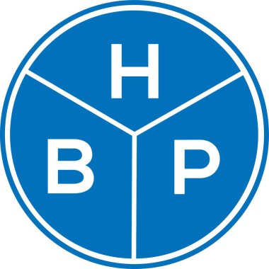 Beyaz arka planda HBP harf logosu tasarımı. HBP yaratıcı harflerin baş harfleri logo kavramı. HBP harf tasarımı.