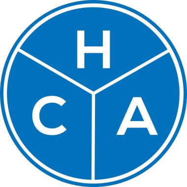 Beyaz arka planda HCA harf logosu tasarımı. HCA yaratıcı harflerin baş harfleri logo kavramı. HCA harf tasarımı.