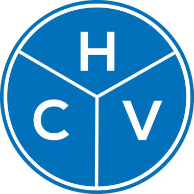 Beyaz arka planda HCV harf logosu tasarımı. HCV yaratıcı harflerin baş harfleri logo kavramı. HCV harf tasarımı.