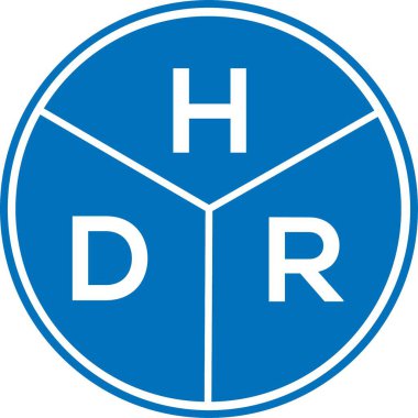 Beyaz arka planda HDR harf logosu tasarımı. HDR yaratıcı harflerin baş harfleri logo kavramı. HDR harf tasarımı.