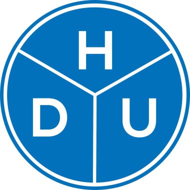 Beyaz arka planda HDU harf logosu tasarımı. HDU yaratıcı harflerin baş harfleri logo kavramı. HDU harf tasarımı.