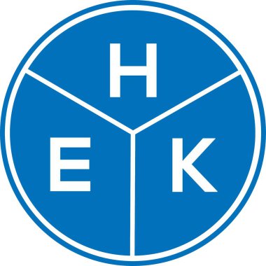 Beyaz arkaplanda HEK harf logosu tasarımı. HEK yaratıcı harflerin baş harfleri logo kavramı. HEK harf tasarımı.