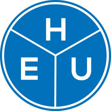 Beyaz arka planda HEU harf logosu tasarımı. HEU yaratıcı harflerin baş harfleri logo kavramı. HEU mektup tasarımı.