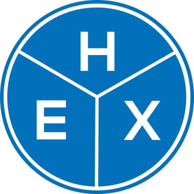 Beyaz arkaplanda HEX harfli logo tasarımı. HEX yaratıcı harfler logosu konsepti. HEX harf tasarımı.