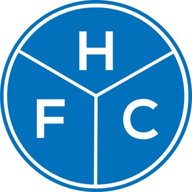 Beyaz arka planda HFC harf logosu tasarımı. HFC yaratıcı harflerin baş harfleri logo kavramı. HFC harf tasarımı.